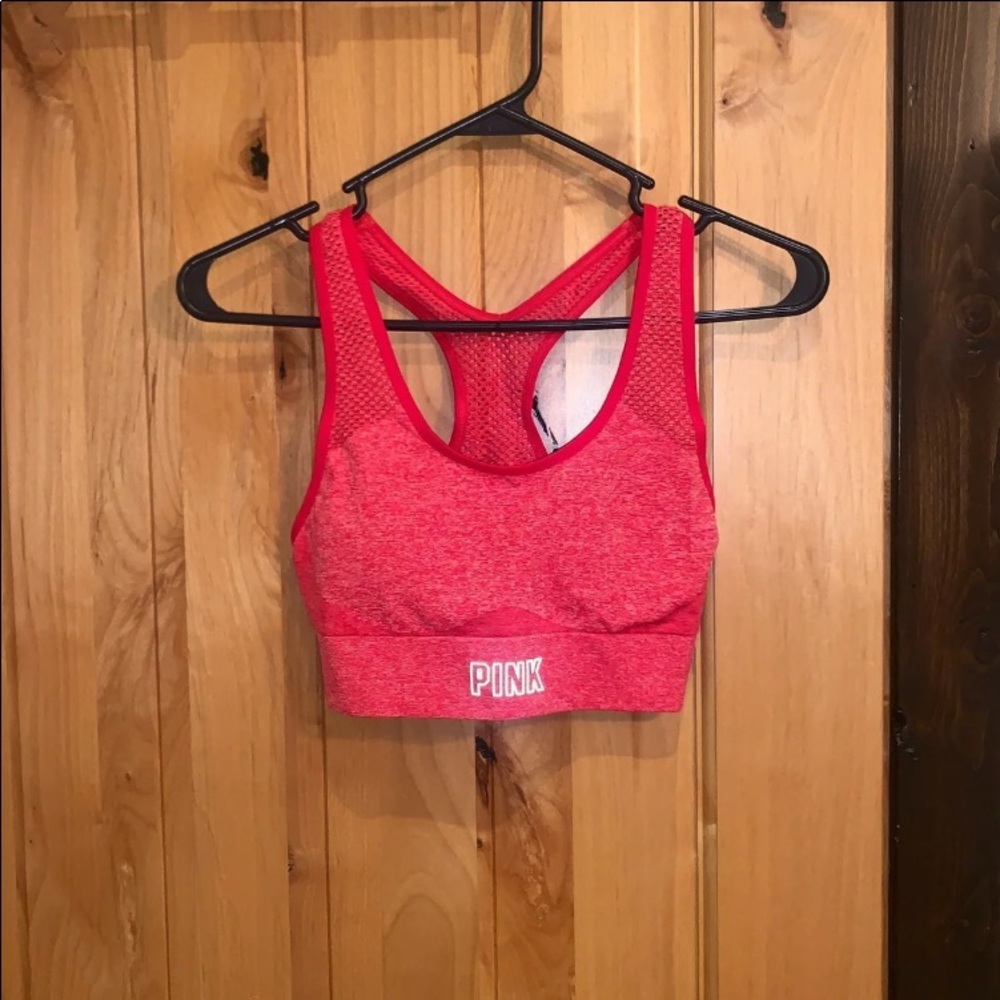 Victoria’s Secret PINK Marled Red Seamless Lightly lined sports bra